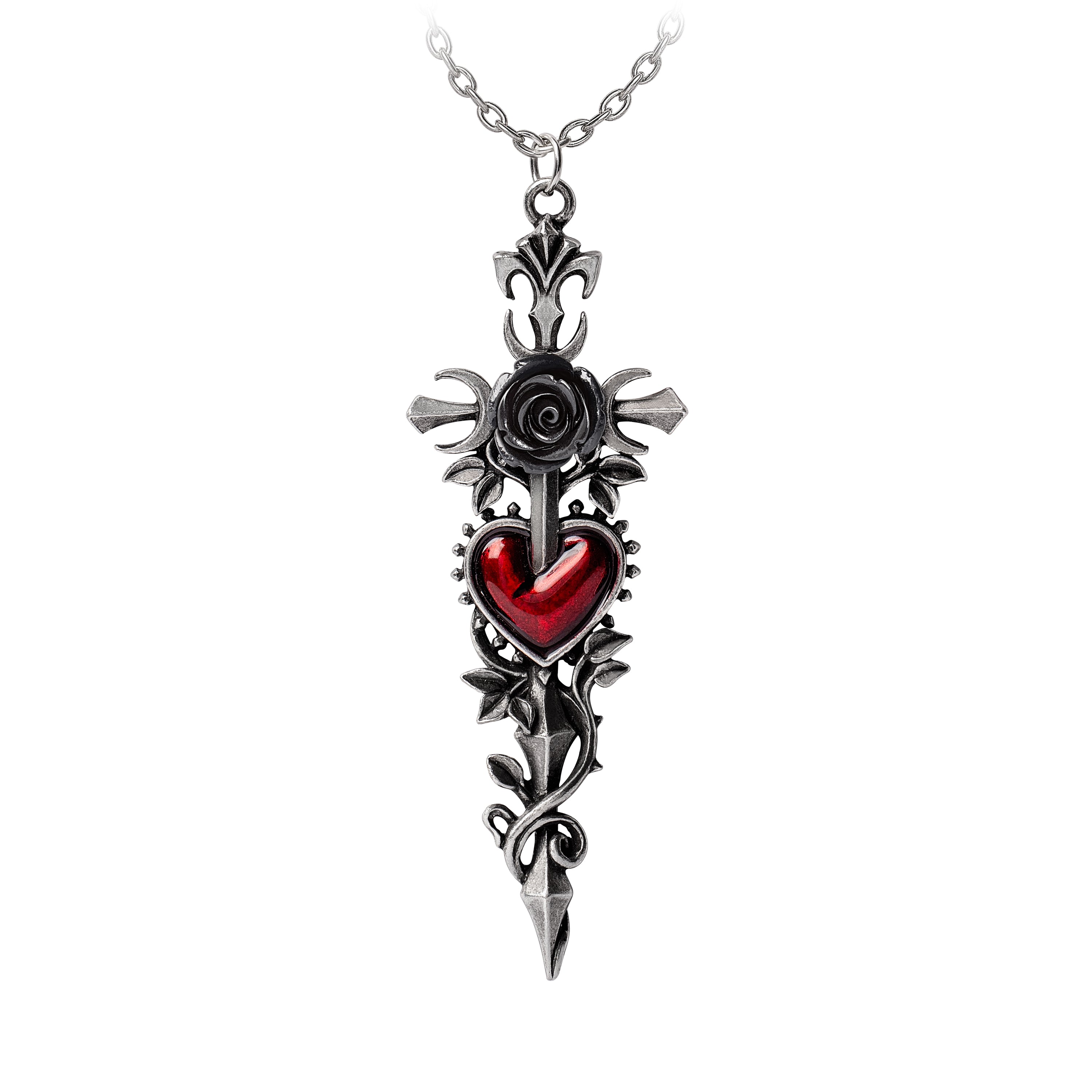Alchemy Gothic Cross of the Dark Kiss 4" Pendant P975