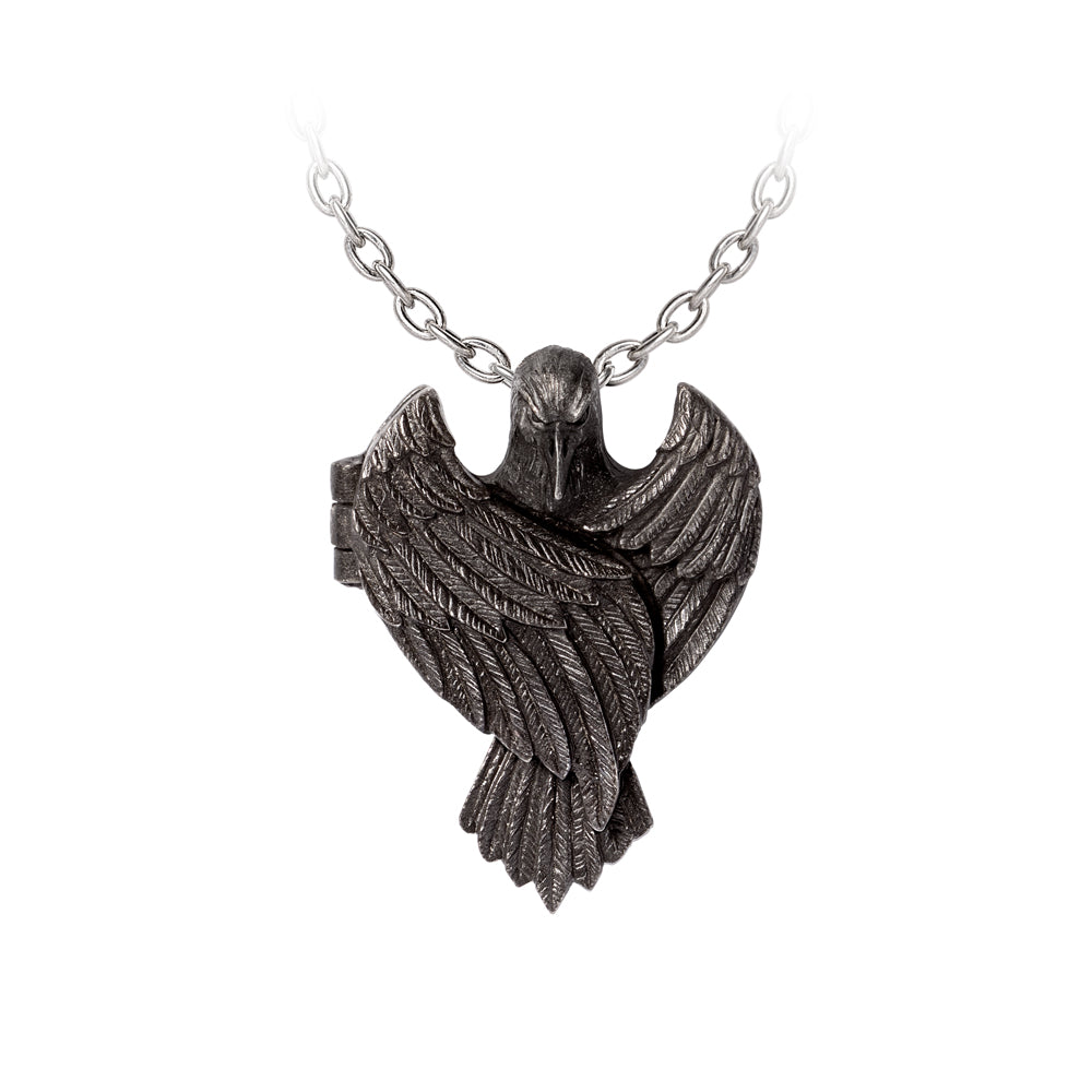 Alchemy Gothic The Augurium Locket Black Raven Pendant P985