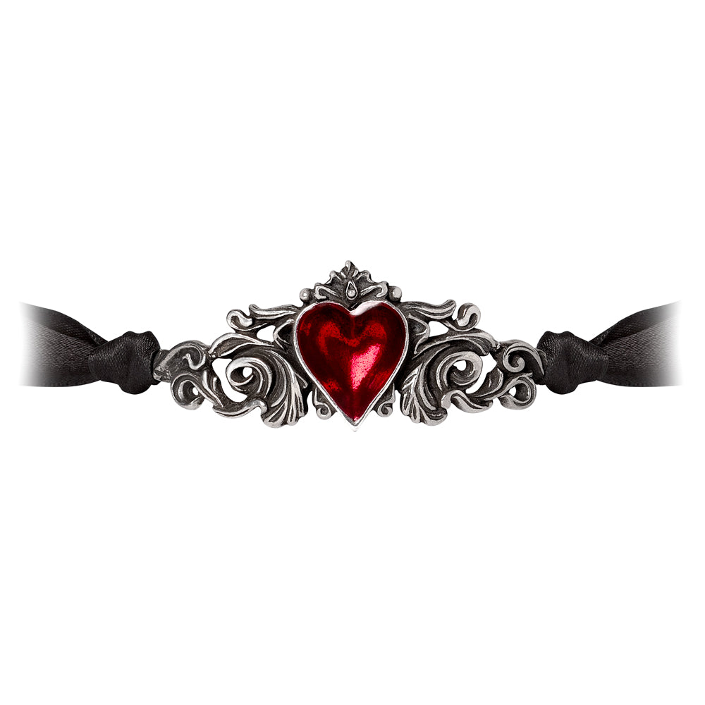 Alchemy Gothic Betrothal Choker Necklace Ornate Red Heart P986