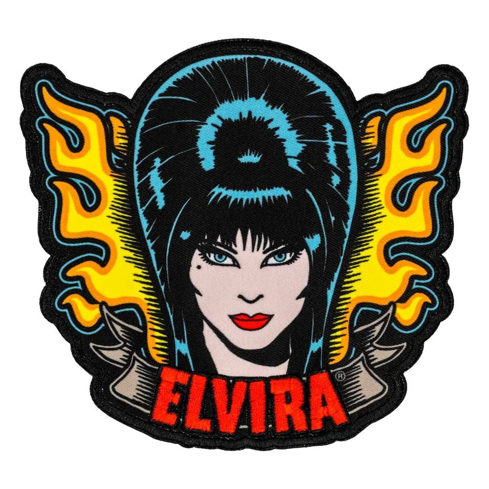 Kreepsville 666 Elvira Tattoo Flames Embroidered Iron On Patch