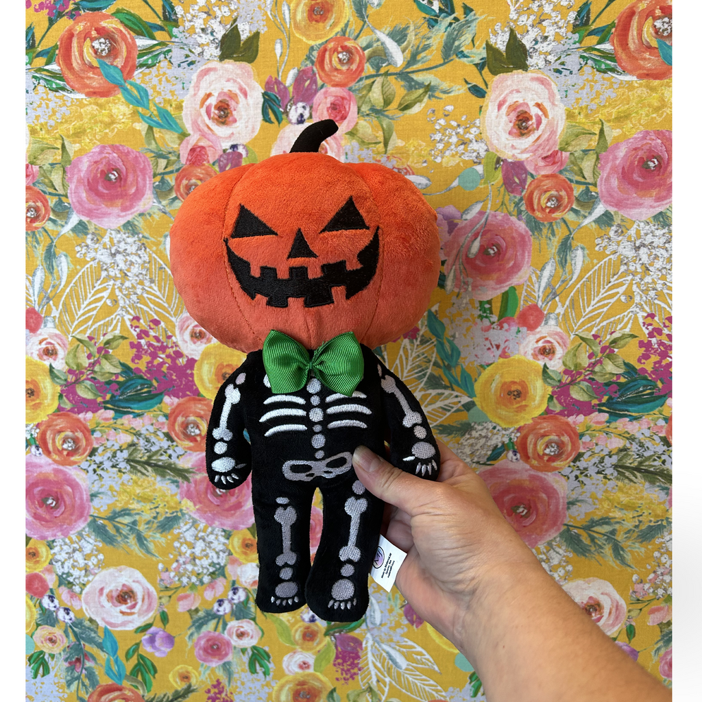 MaterialJill Pumpkin Head Halloween Skeleton 12" Plush Doll