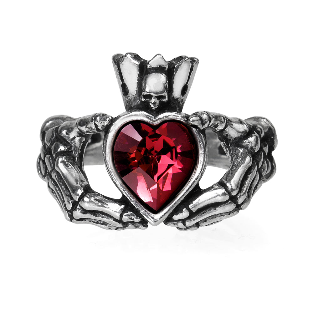 Alchemy Gothic Claddagh by Night Skeleton Hands Ring R210