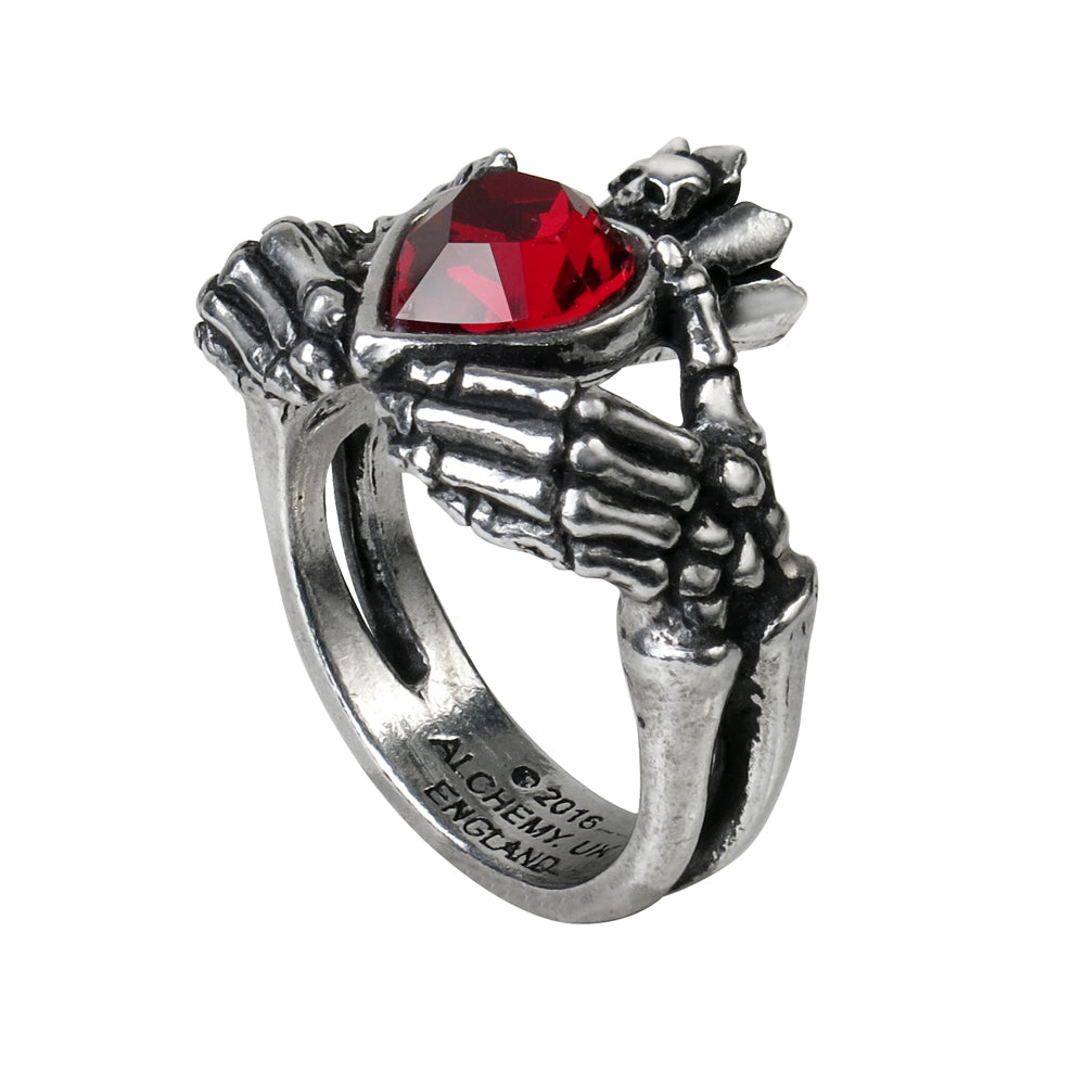 Alchemy Gothic Claddagh by Night Skeleton Hands Ring R210