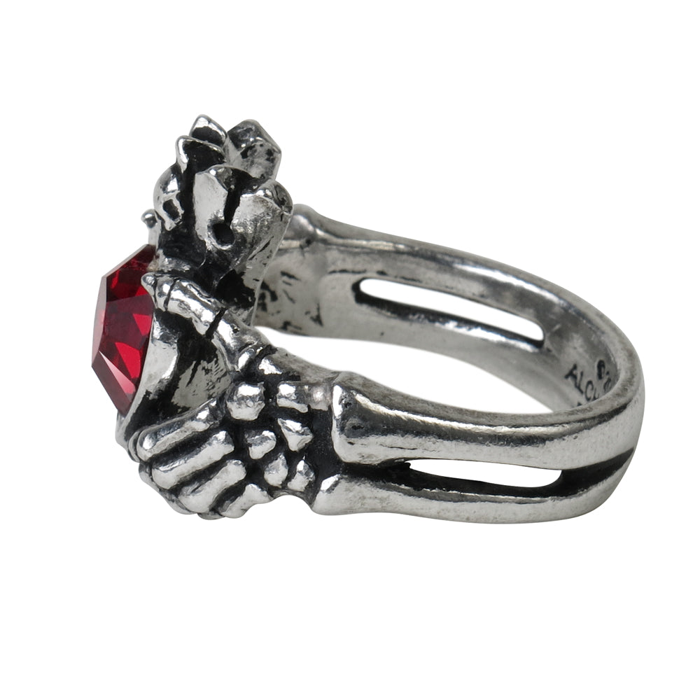 Alchemy Gothic Claddagh by Night Skeleton Hands Ring R210