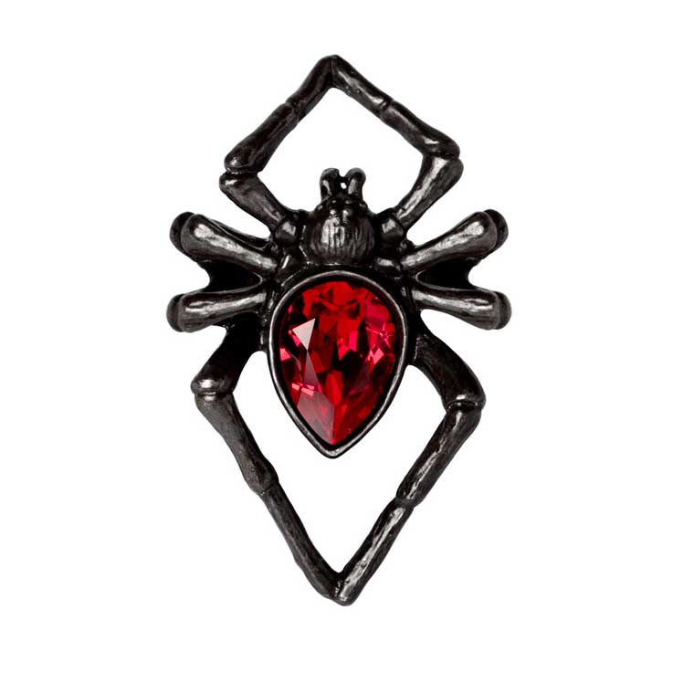 Alchemy Gothic Red Crystal Black Widow Ring R222