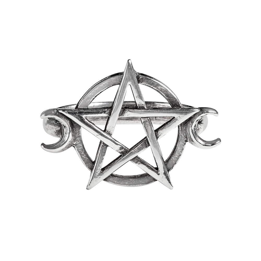 Alchemy Gothic Goddess Pentagram Moon Ring R234