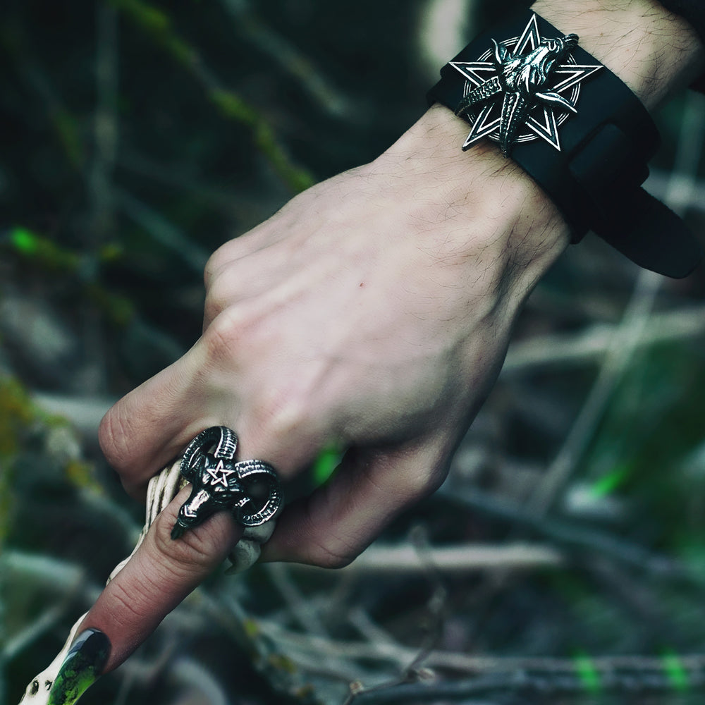Alchemy Gothic Baphomet Knights Templar Ring R239
