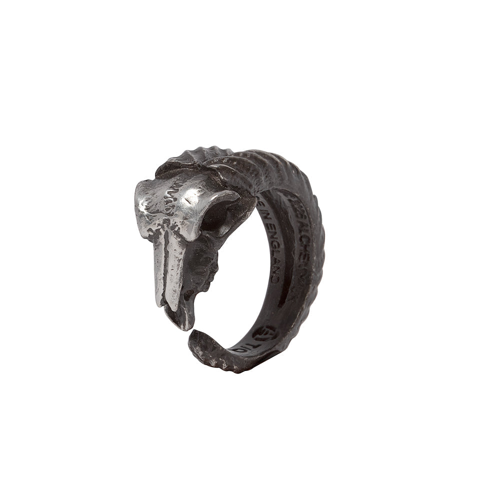 Alchemy Gothic Diabolica Rams Skull Pewter Ring R261