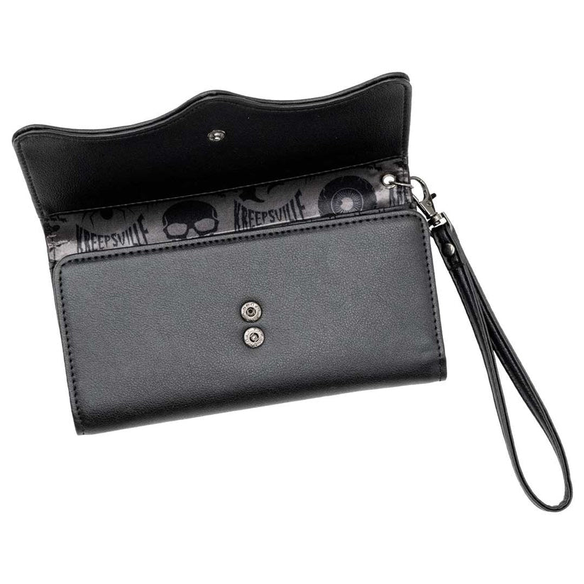 Kreepsville 666 RIP Bats Embossed Black Trifold Wallet