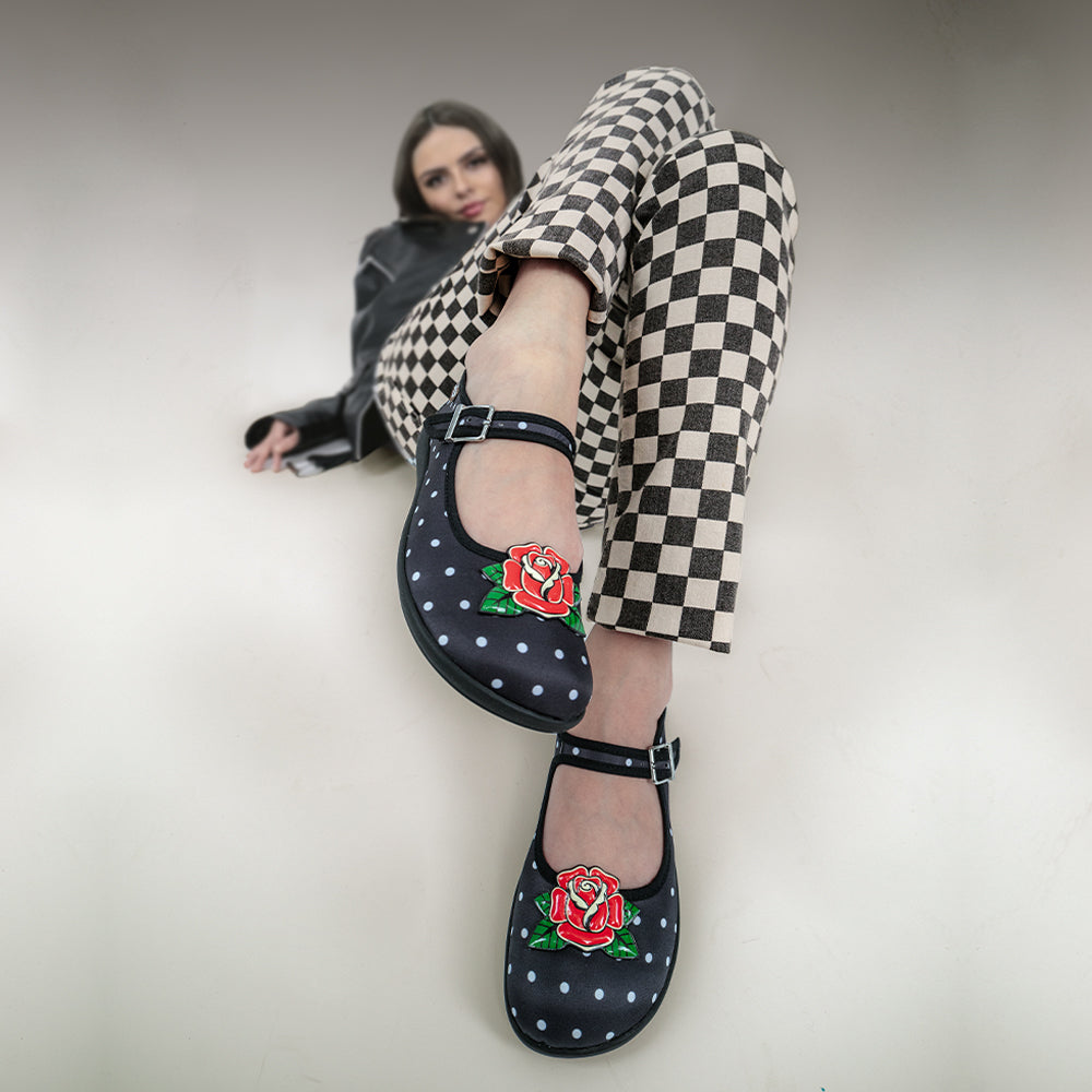Chocolaticas® Rockabilly Dot Rose Mary Jane Flat