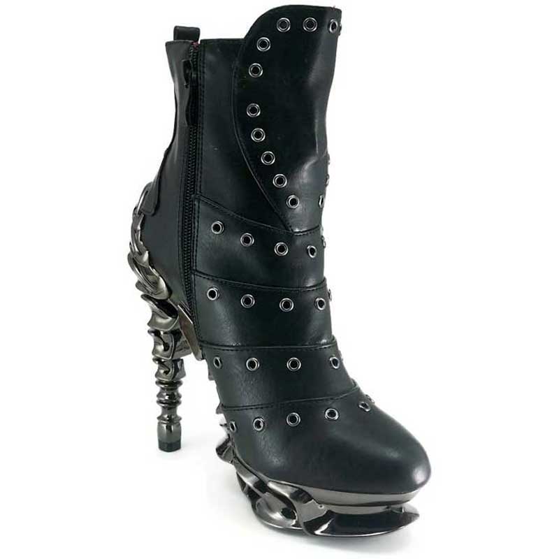 Hades RAVEN Black Vegan Ankle Boots Eyelets 5" Heel Zip