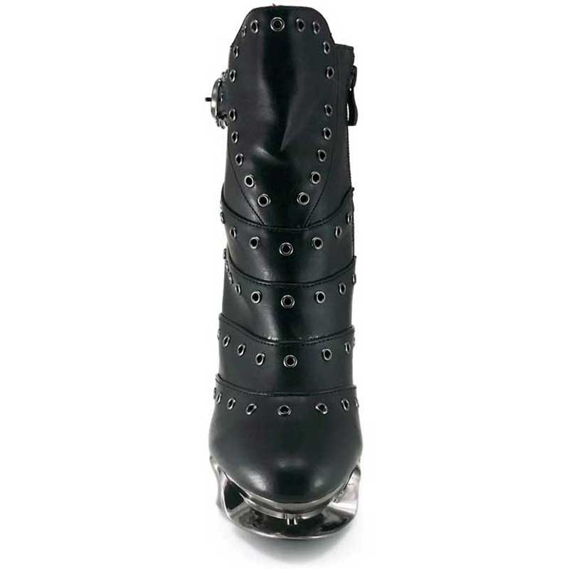 Hades RAVEN Black Vegan Ankle Boots Eyelets 5" Heel Zip