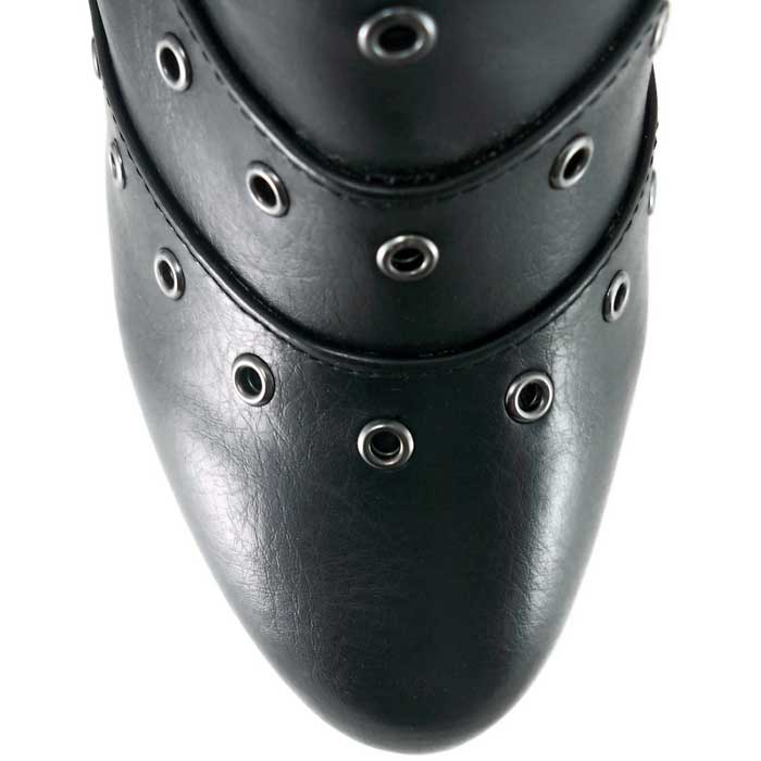 Hades RAVEN Black Vegan Ankle Boots Eyelets 5" Heel Zip
