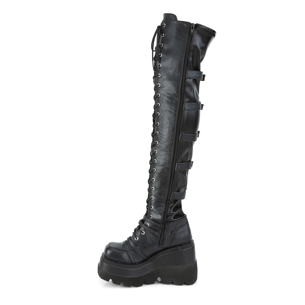 Demonia Shaker 350 Black Vegan Leather Stretch