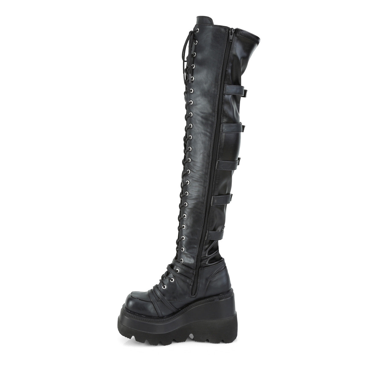 Demonia Shaker 350 Black Vegan Leather Stretch