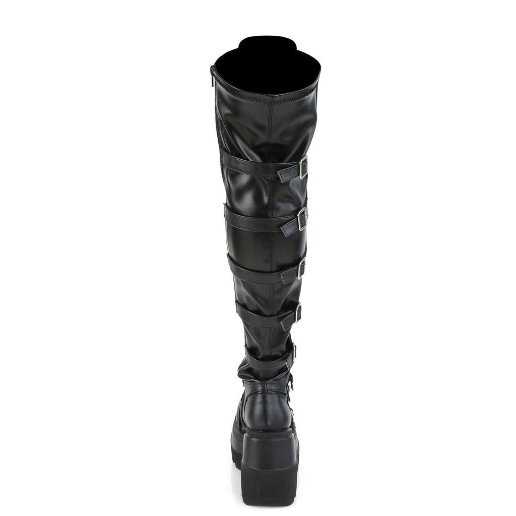 Demonia Shaker 350 Black Vegan Leather Stretch