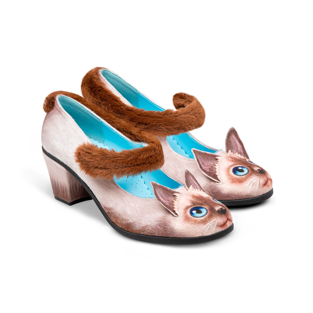 Chocolaticas® Siamese Cat Mid Heels Mary Jane Pump