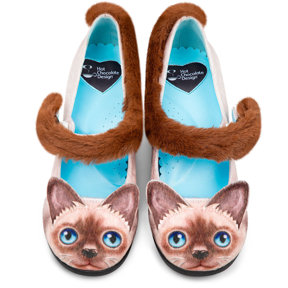 Chocolaticas® Siamese Cat Mid Heels Mary Jane Pump