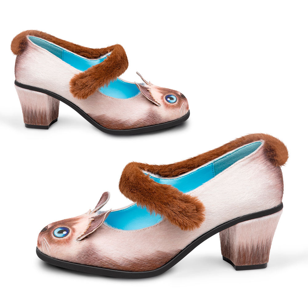Chocolaticas® Siamese Cat Mid Heels Mary Jane Pump