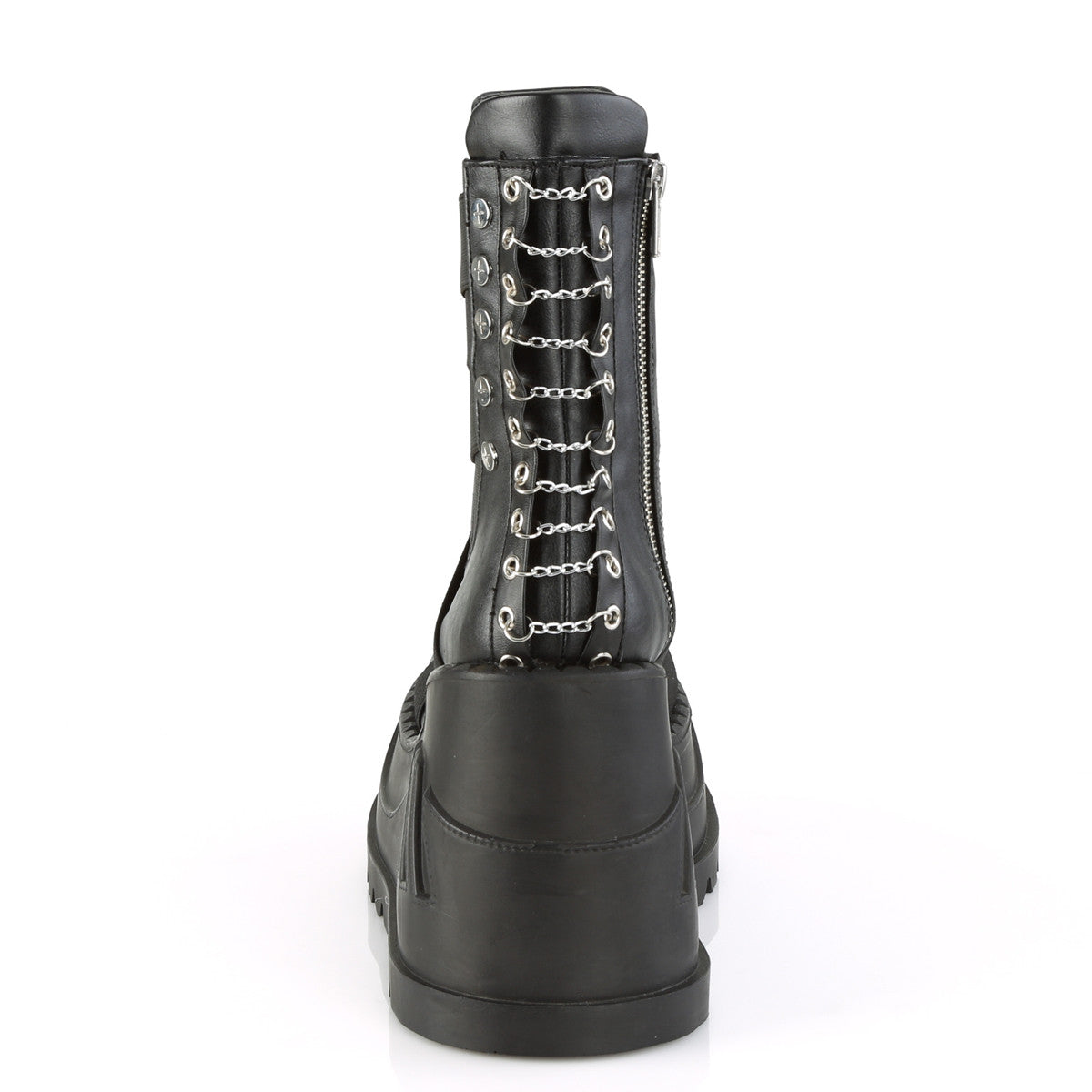 Demonia Stomp 25 Black Vegan Leather with Elastic Bands