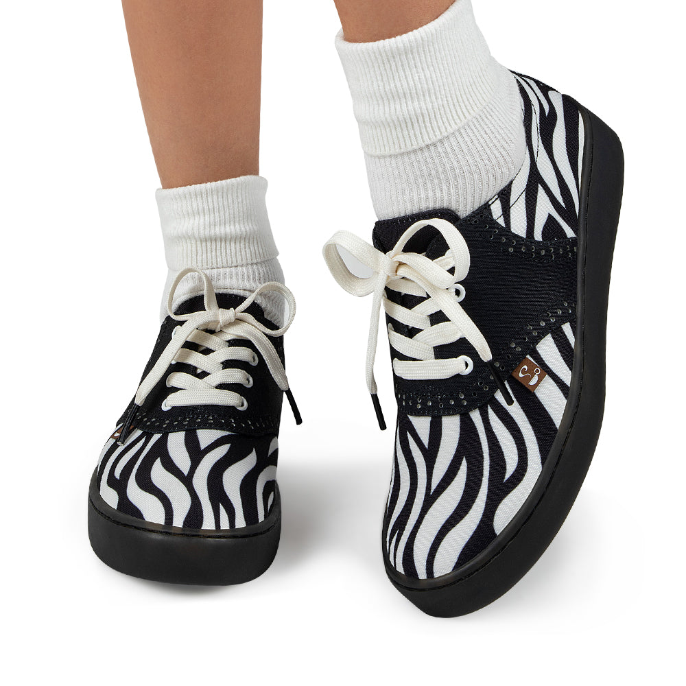 Saddle Zebra Print Black Sneaker