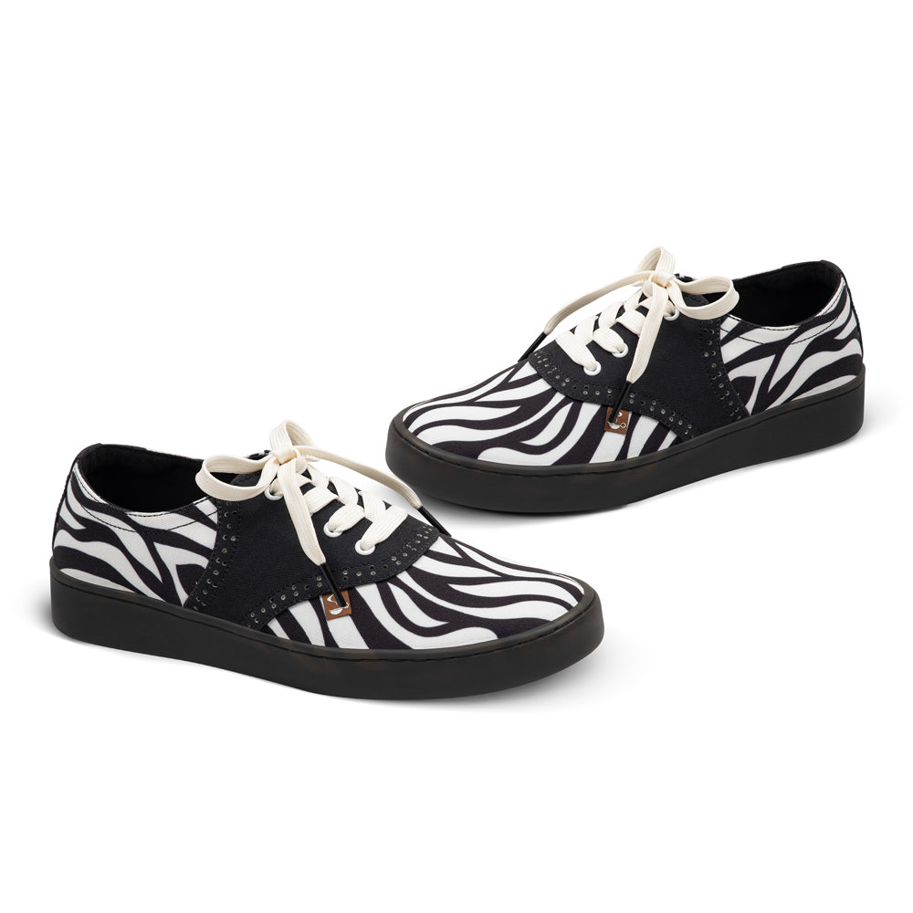 Saddle Zebra Print Black Sneaker