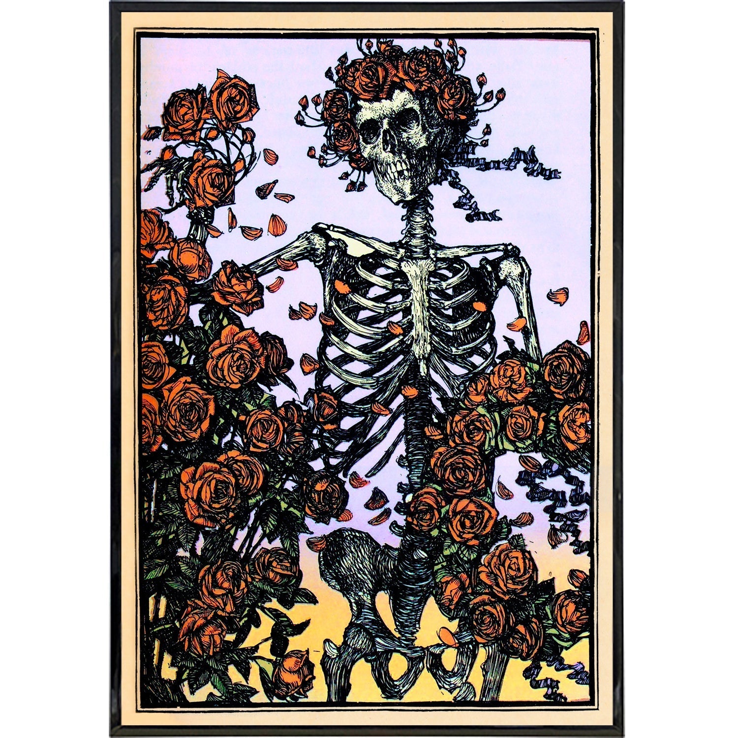 Skeleton With Roses Illustration Art Nouveau Print