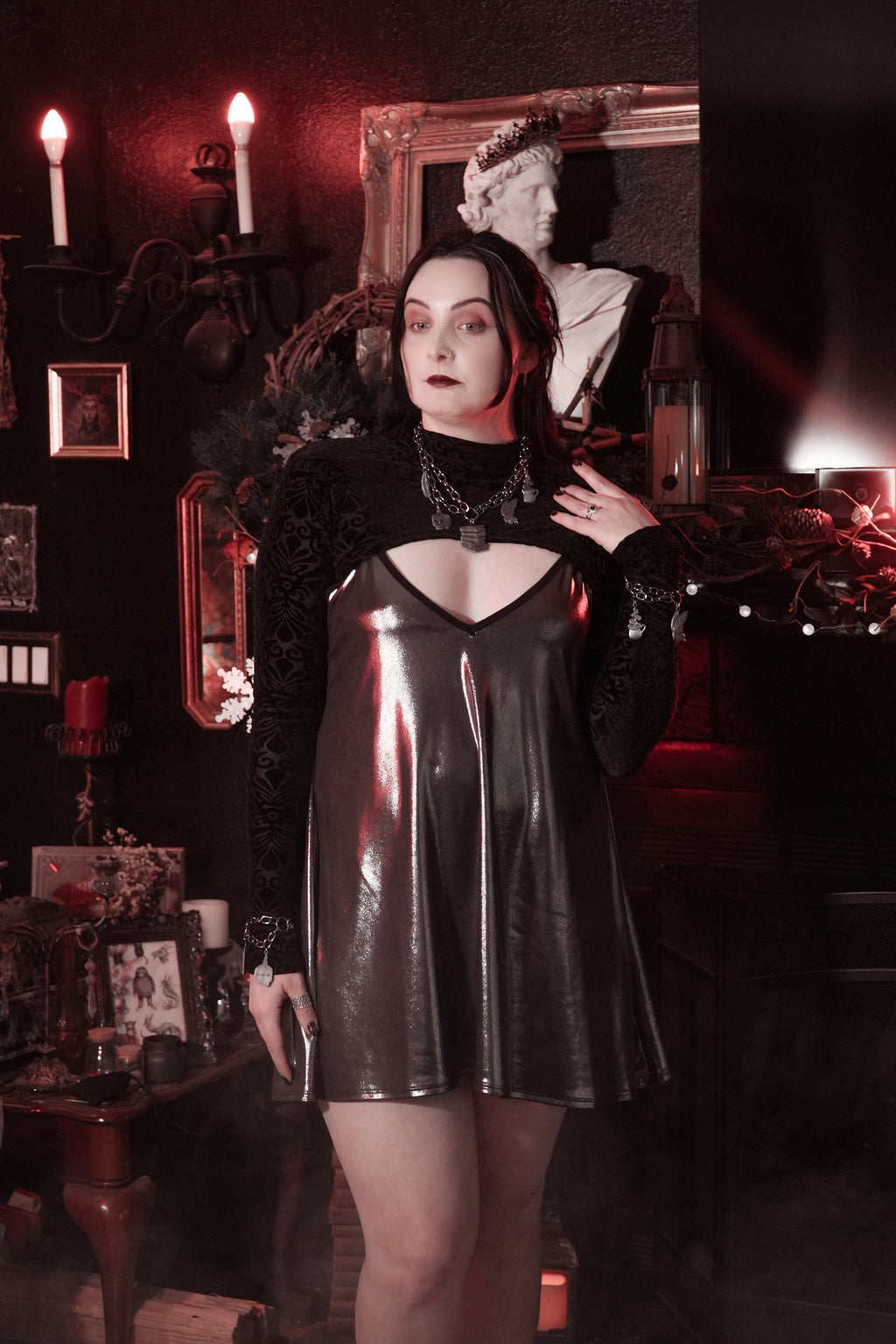 The Pretty Cult Sterling Metallic Silver Sleeveless Mourning Dress