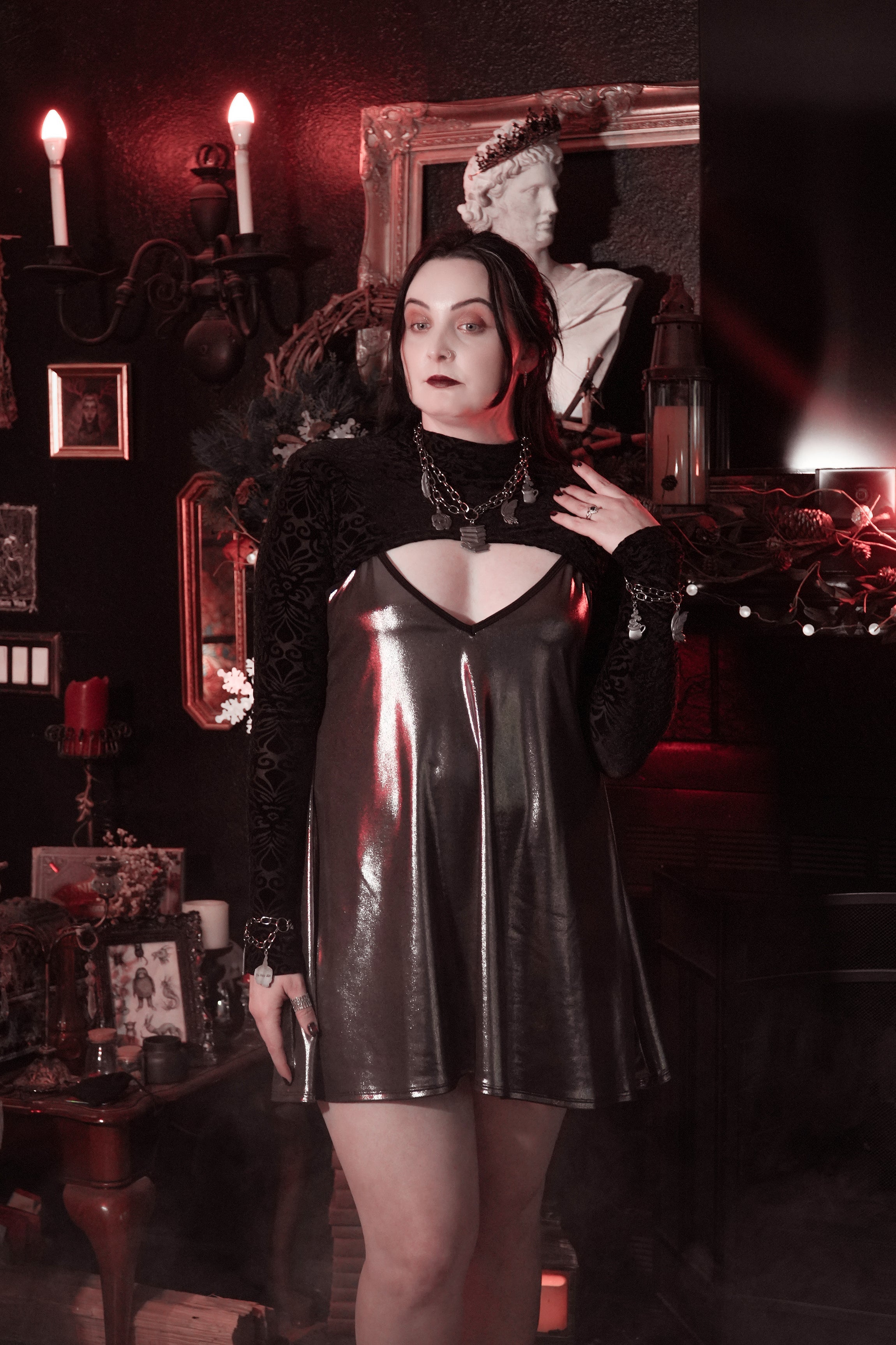 The Pretty Cult Sterling Metallic Silver Sleeveless Mourning Dress