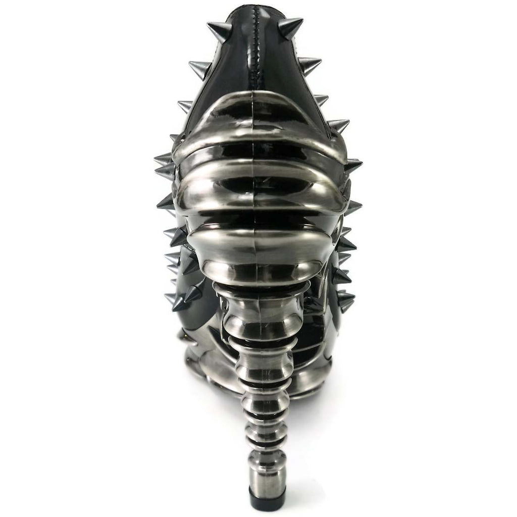 Hades TALON Black Spiked Stud 5" High Spinal Heels Peep Toe