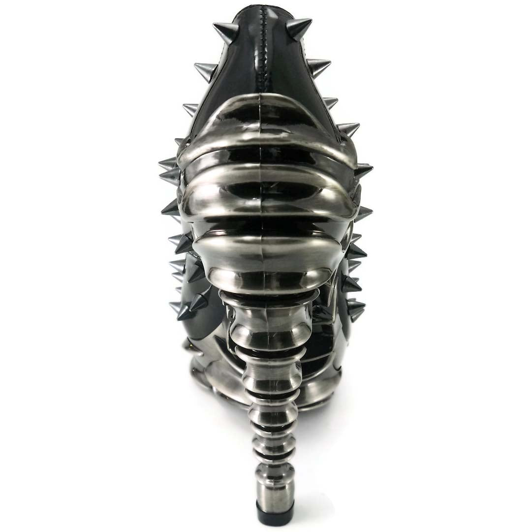 Hades TALON Black Spiked Stud 5" High Spinal Heels Peep Toe