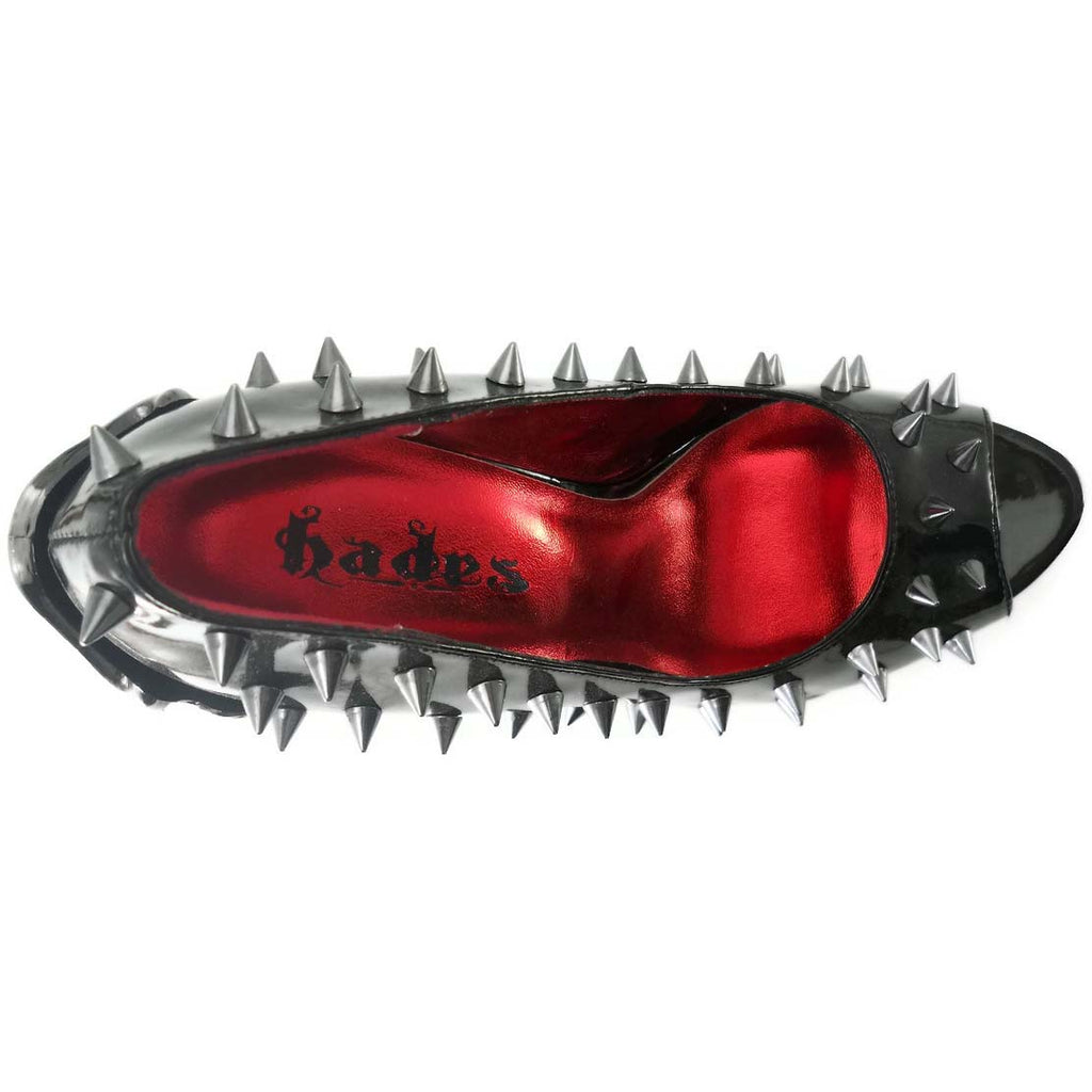 Hades TALON Black Spiked Stud 5" High Spinal Heels Peep Toe