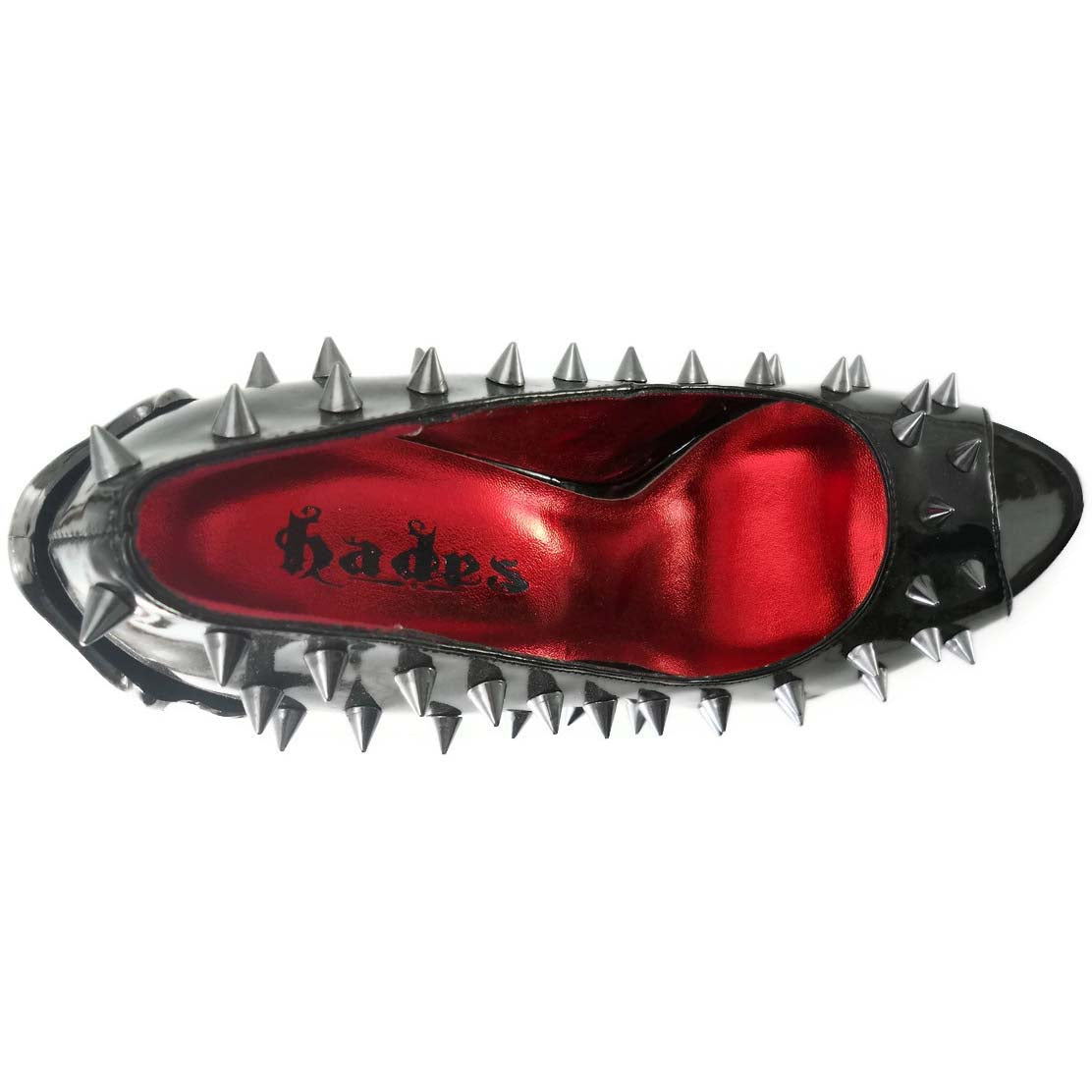 Hades TALON Black Spiked Stud 5" High Spinal Heels Peep Toe