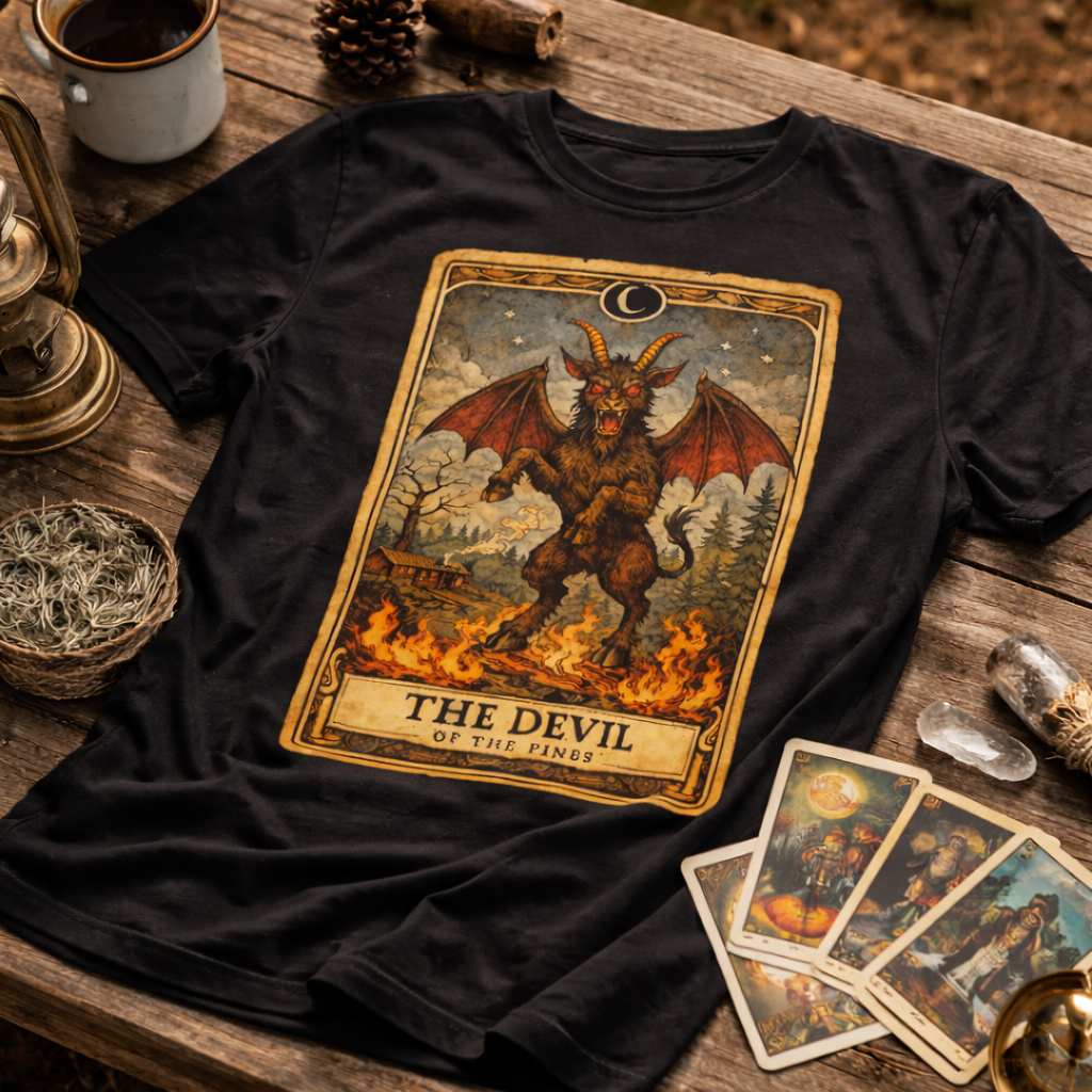 Original Underground The Jersey Devil Tarot Card Black T-Shirt