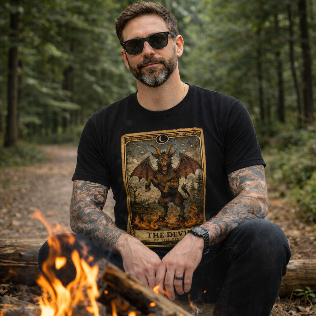 Original Underground The Jersey Devil Tarot Card Black T-Shirt