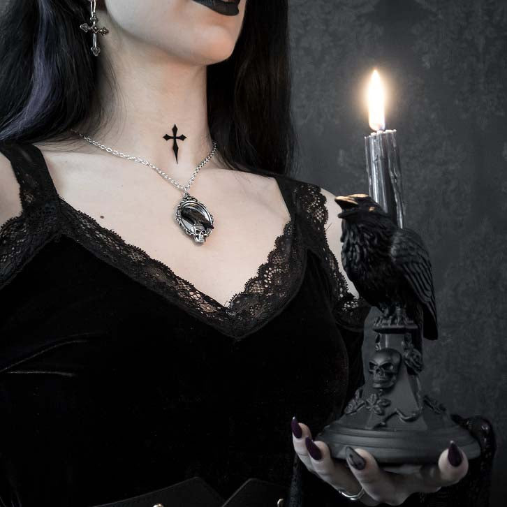 Alchemy Gothic Poe's Raven Tapered Candle Holder V109