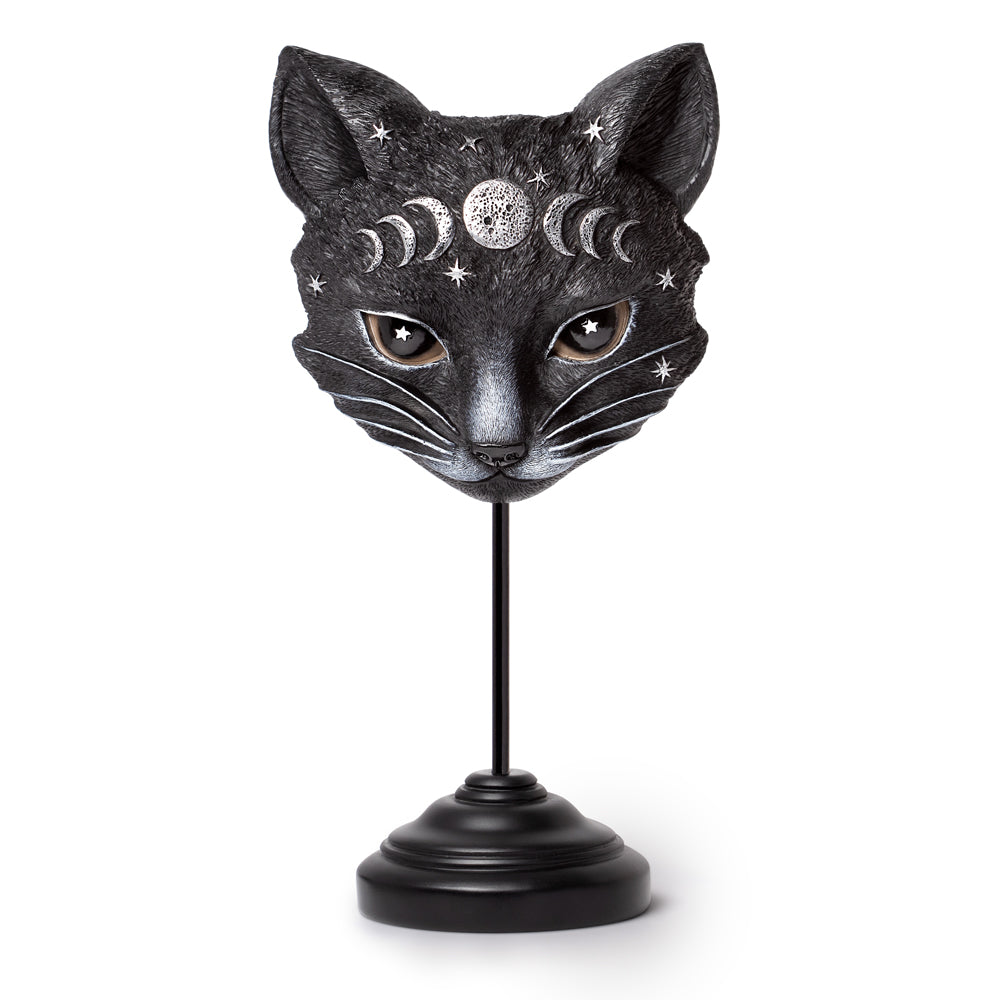 Alchemy Gothic Mystic Moon Cat Masque Desk/Wall Ornament V129