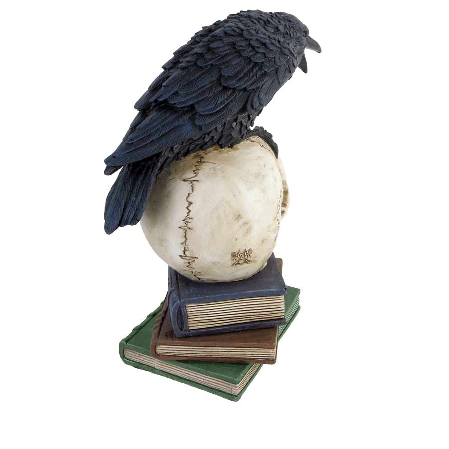 Alchemy Gothic Poe's Raven Skull Nevermore Statue V17
