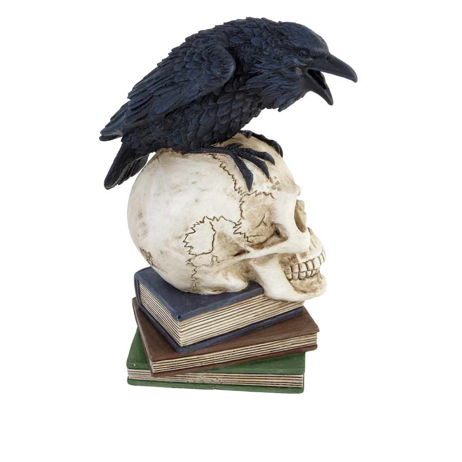 Alchemy Gothic Poe's Raven Skull Nevermore Statue V17