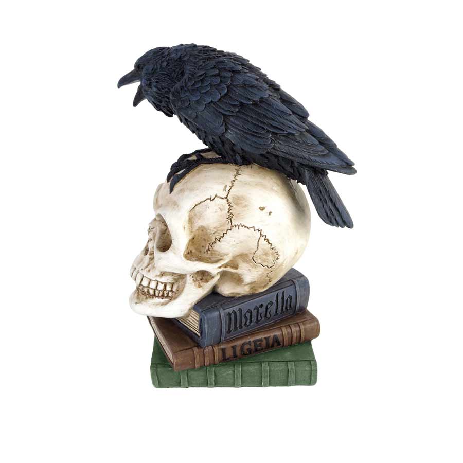 Alchemy Gothic Poe's Raven Skull Nevermore Statue V17