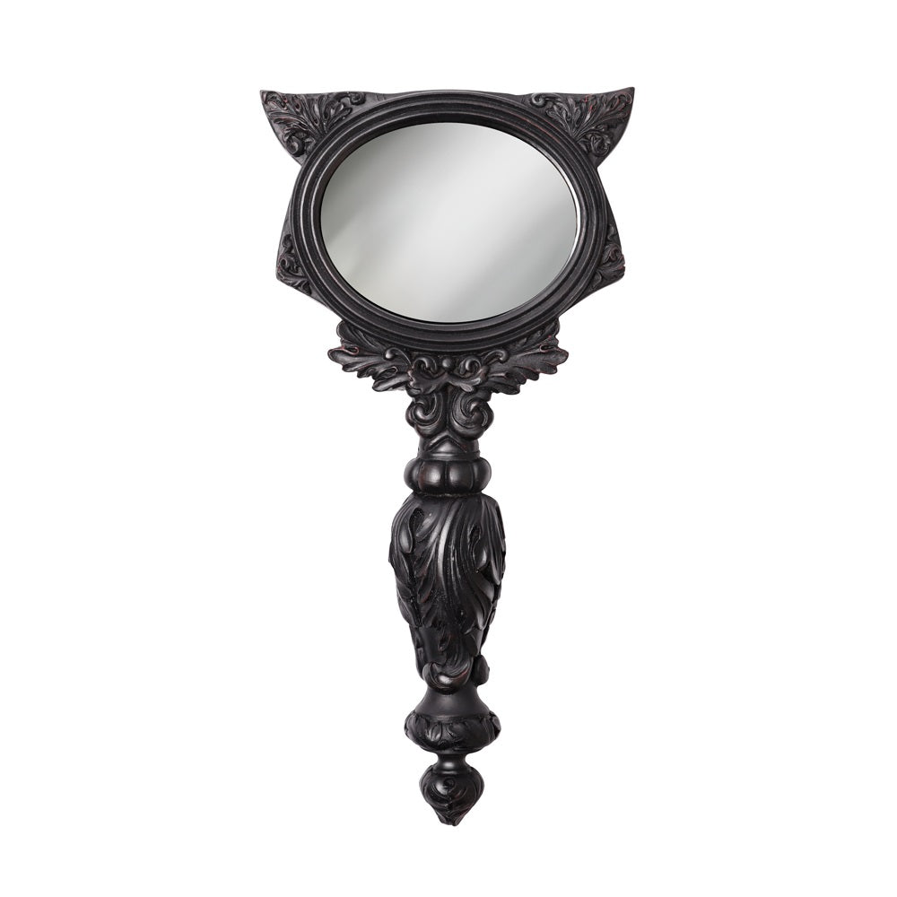 Alchemy Gothic Sacred Cat Hand Mirror Black V64