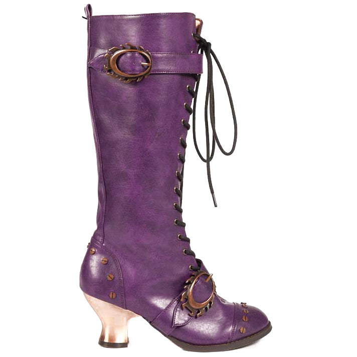 Hades VINTAGE Purple Vegan Steampunk Knee High Boots