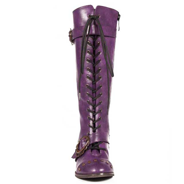 Hades VINTAGE Purple Vegan Steampunk Knee High Boots