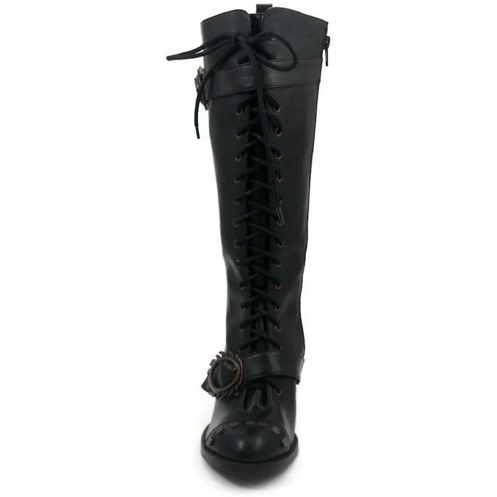 Hades VINTAGE Black Vegan Steampunk Knee High Boots