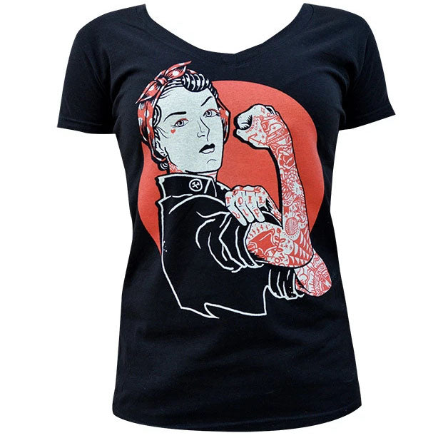 Black Market Art We Can Do It Tattooed Rosie Tee – Midnight Rebellion