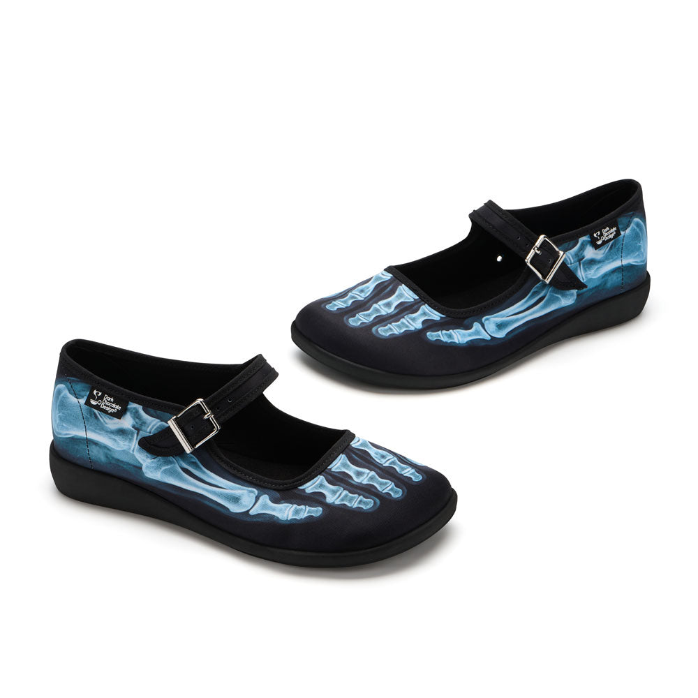 Chocolaticas® X-Ray Women's Black Skeleton Mary Jane Flats
