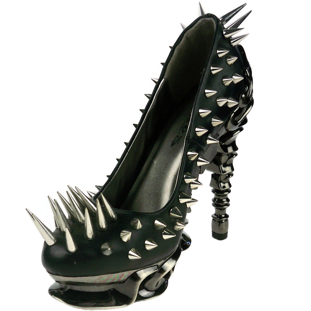 Hades ZETTA Spiked Black Pumps 5" High Molded Heels