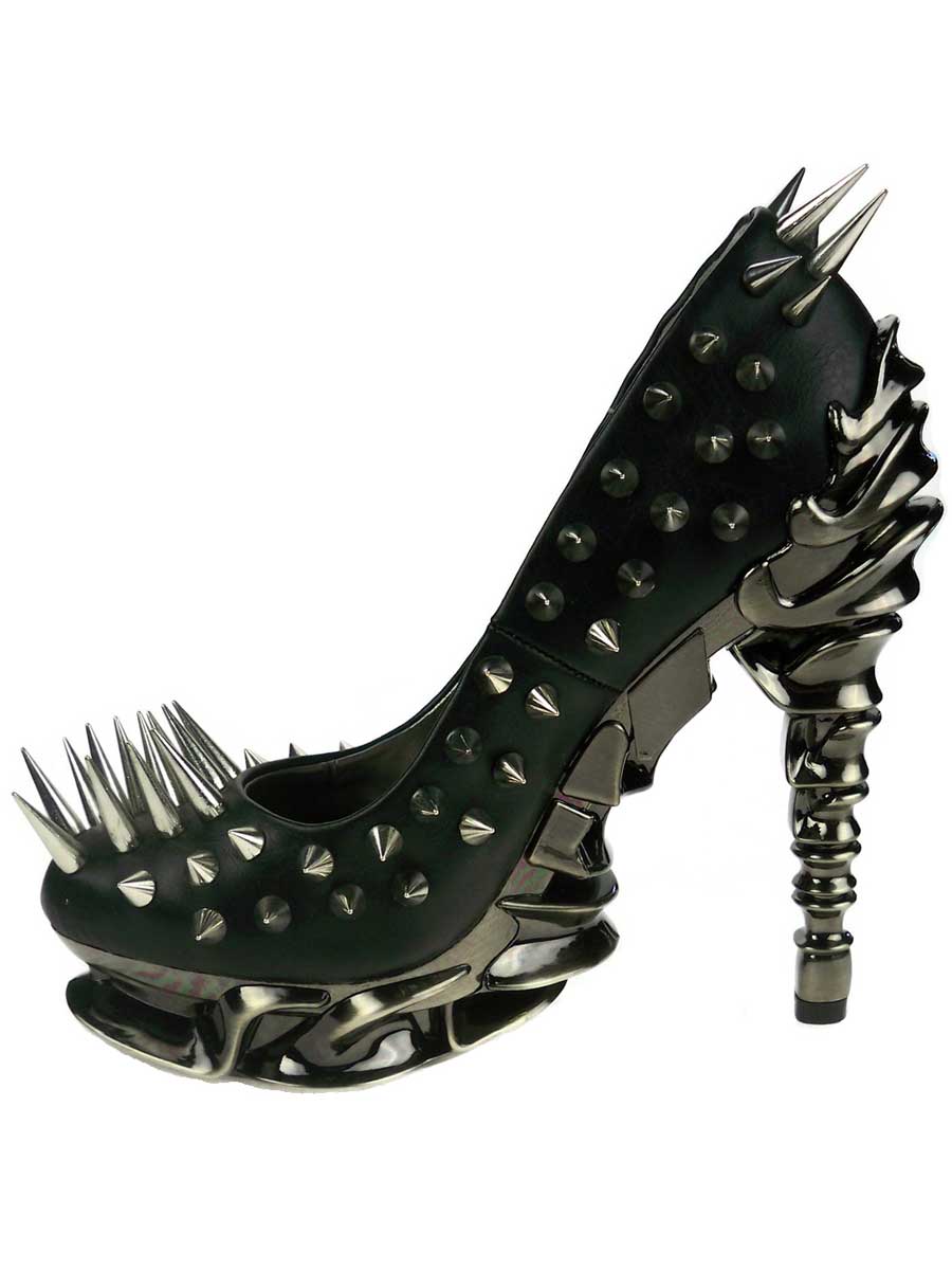 Hades ZETTA Spiked Black Pumps 5" High Molded Heels
