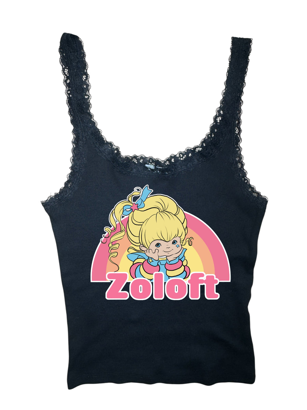 Vera's Eyecandy Zoloft Ribbed Lace Camisole Tank Top