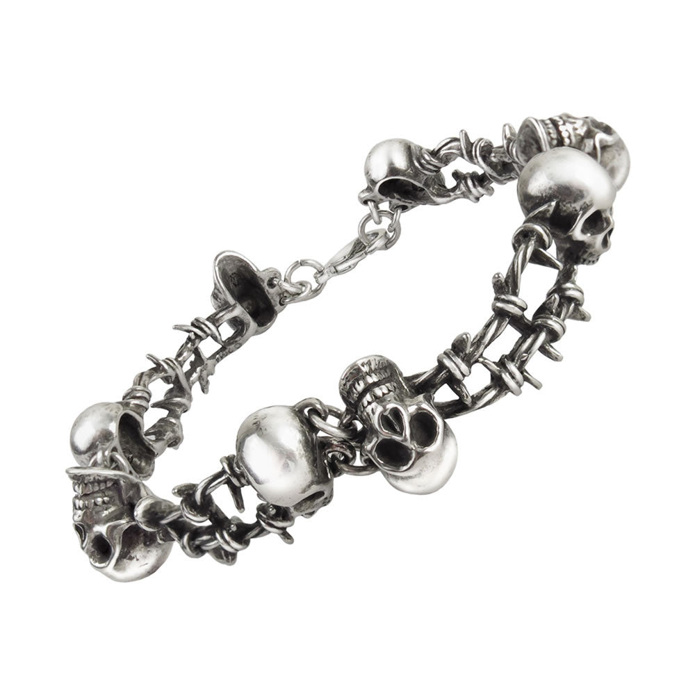 Alchemy Gothic No Mans Land Skull Barbed Wire Bracelet A103